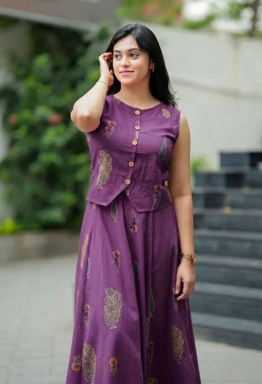 Premium printed Cotton skirt and Top set