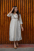 Detailing with floral embroidery on yoke and sleeves