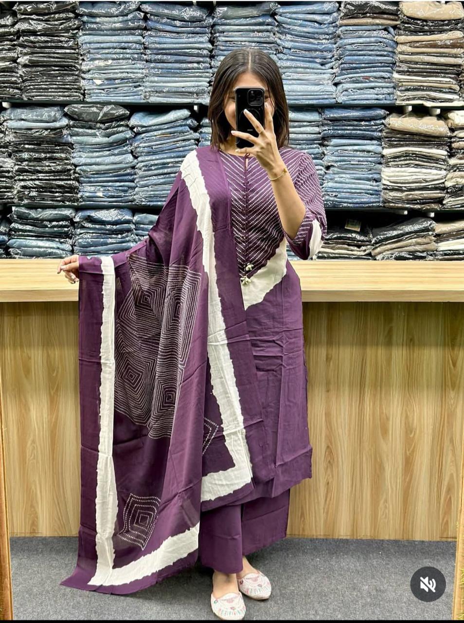 Discharge Printed suit set cotton Dupatta pant set for all day comfort 💖*