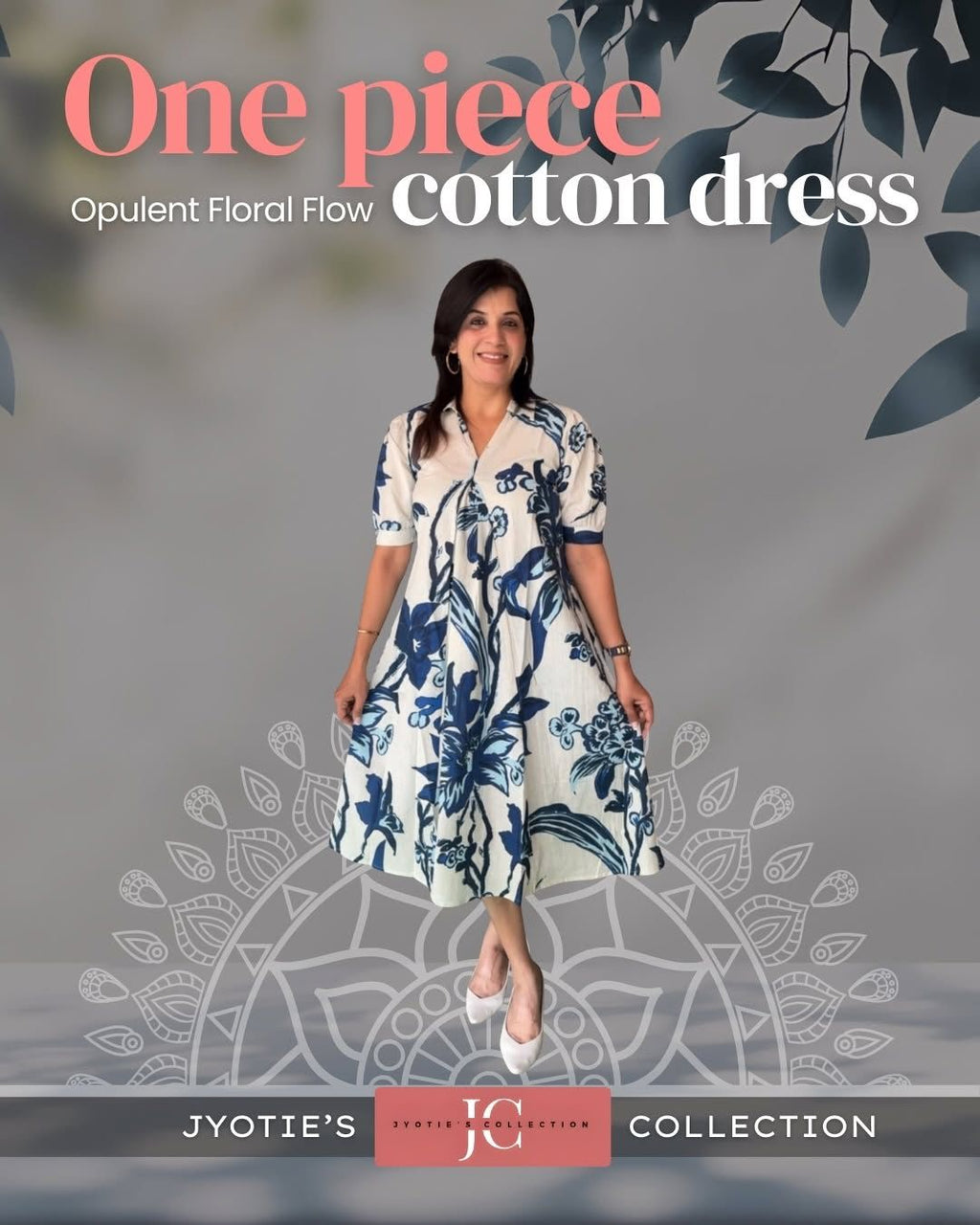 New Beautiful printed cotton Flex middi Gown dress