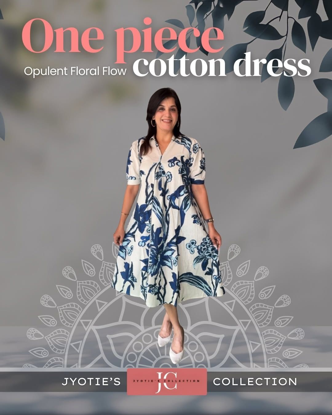 New Beautiful printed cotton Flex middi Gown dress