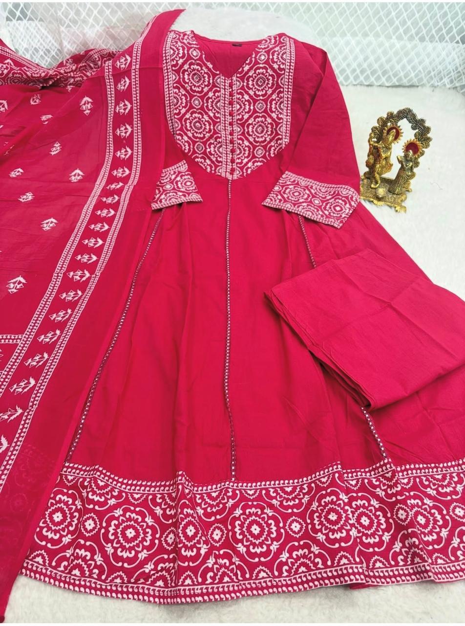 Step into elegance with our most comfortable & beautiful Cotton Kurti with Pant and mal mal dupatta Set