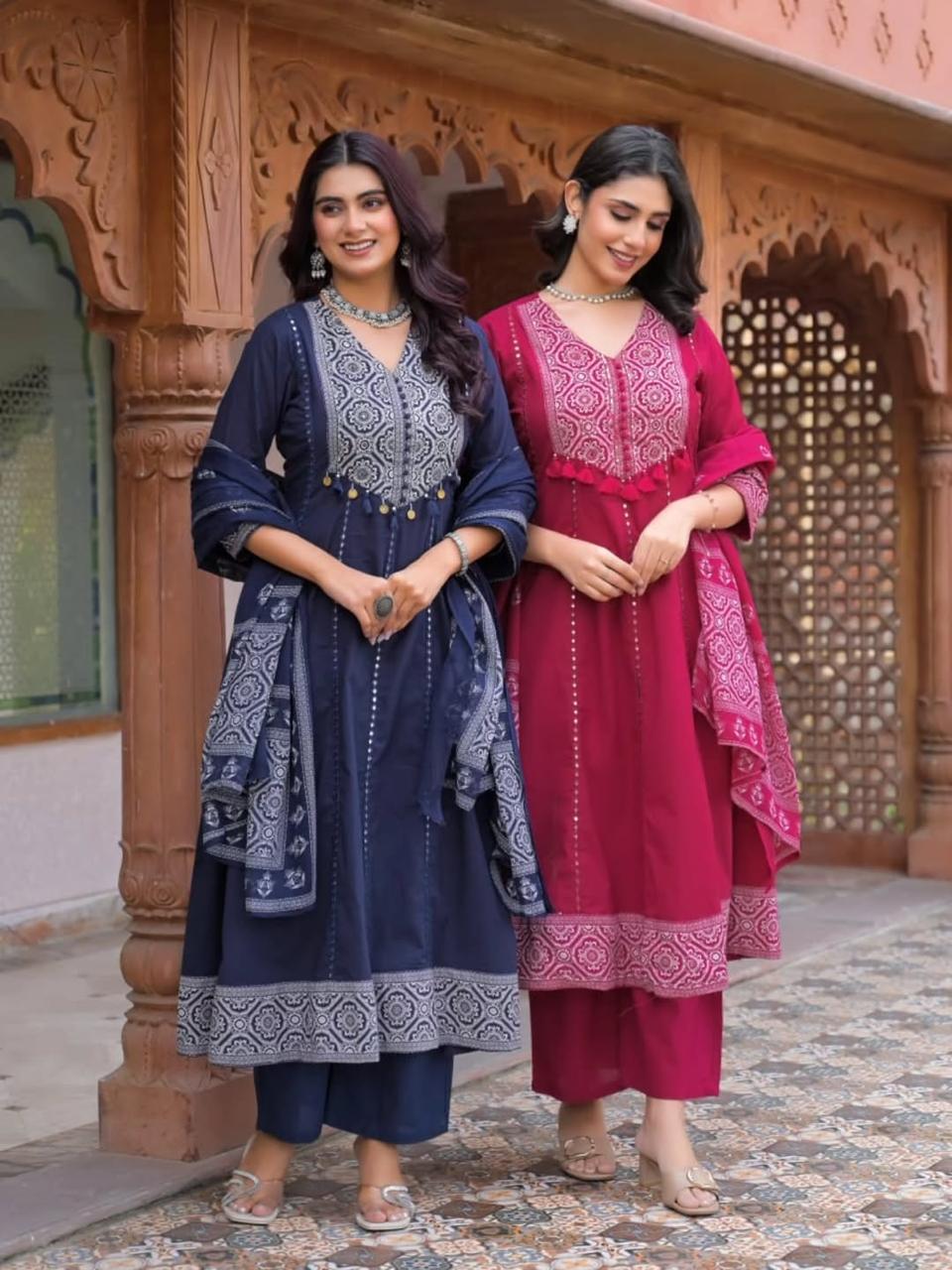 Step into elegance with our most comfortable & beautiful Cotton Kurti with Pant and mal mal dupatta Set