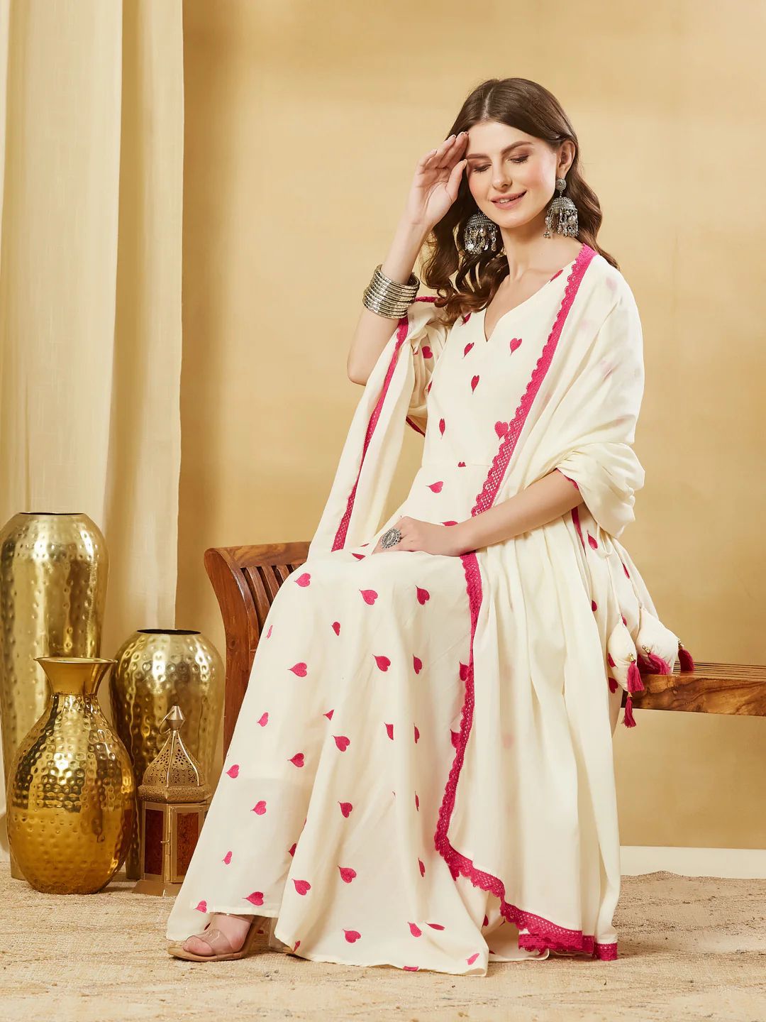 Jaipuri Kurta Trouser Dupatta Set