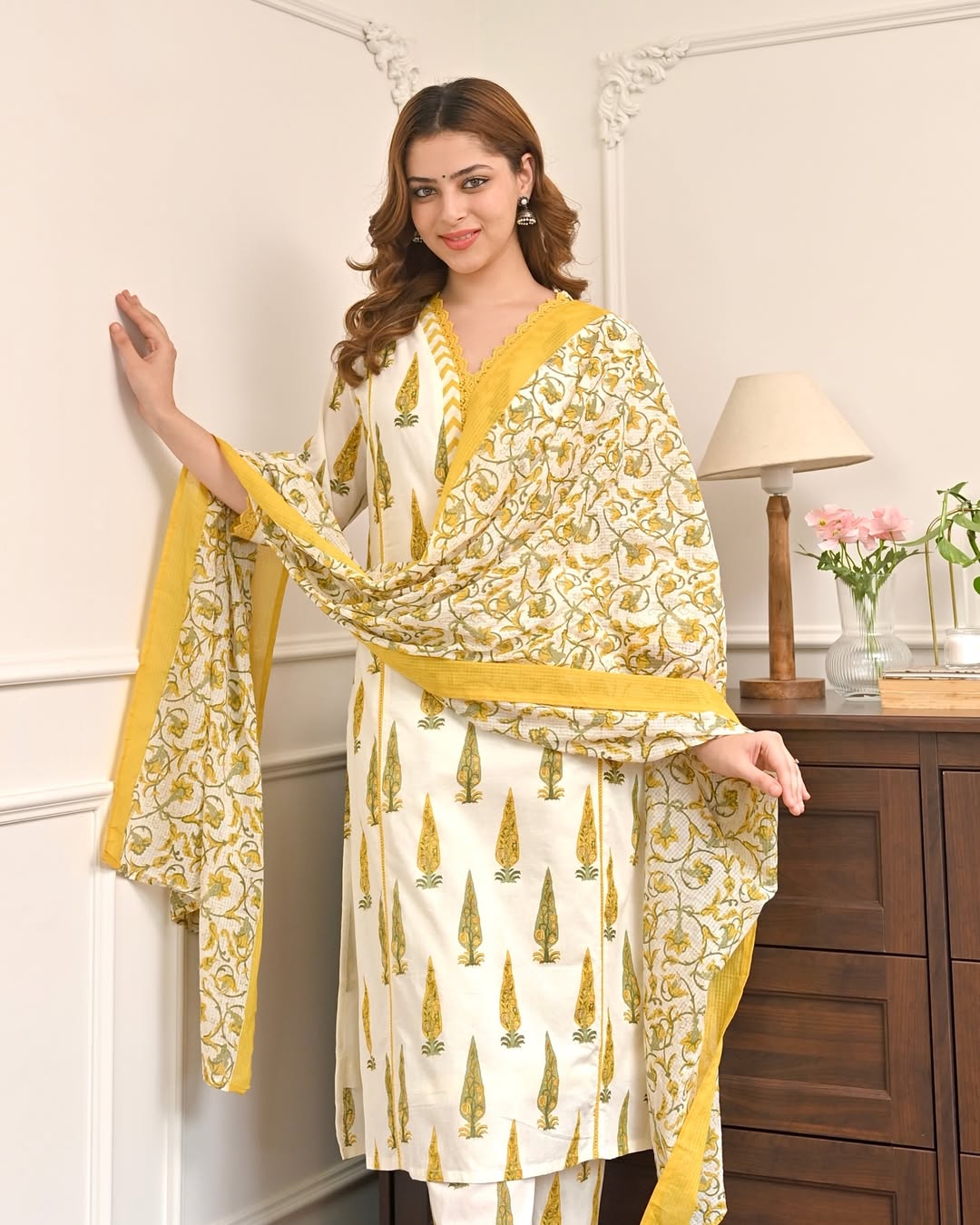 Mugal printed 3 piece suit set