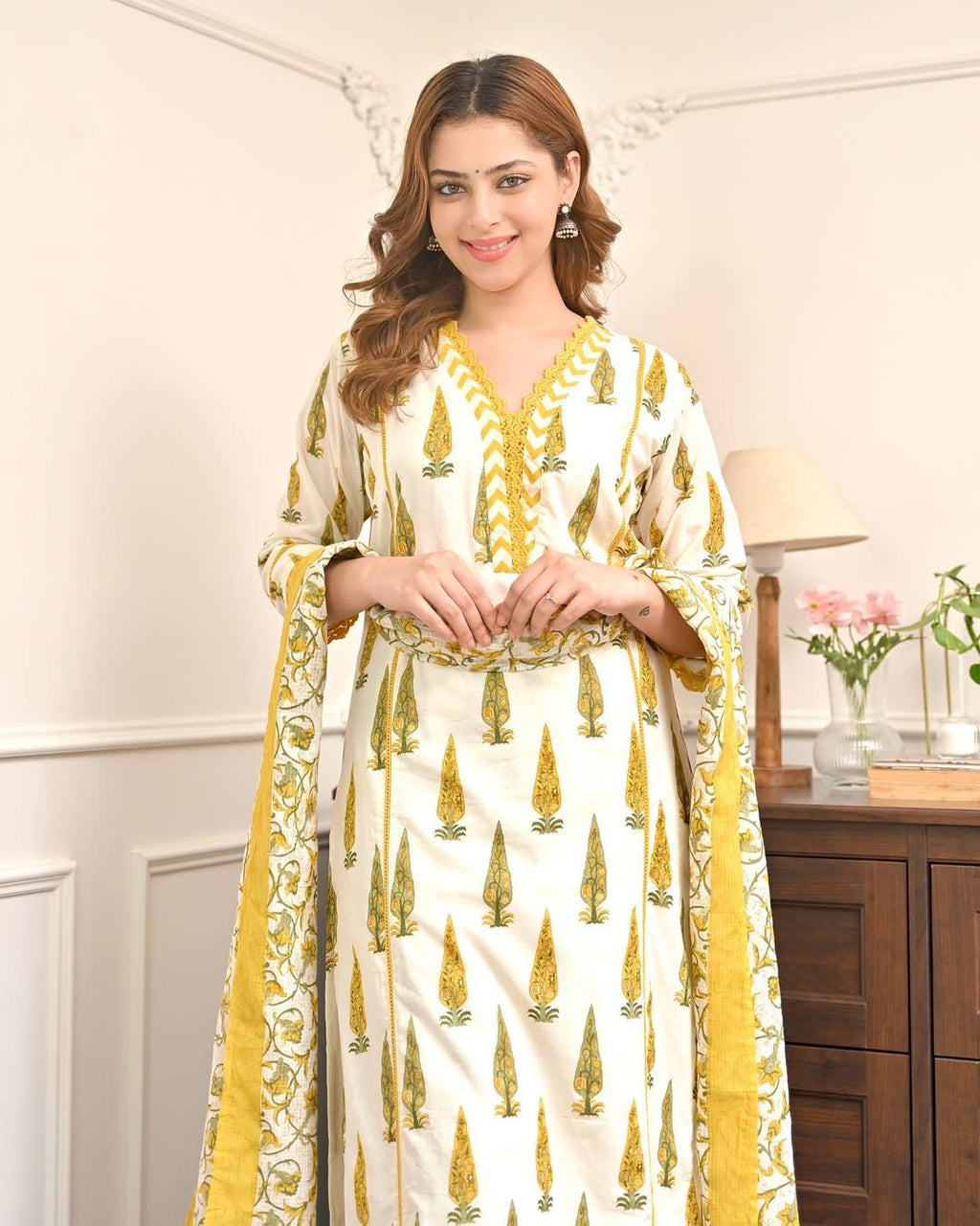 Mugal printed 3 piece suit set