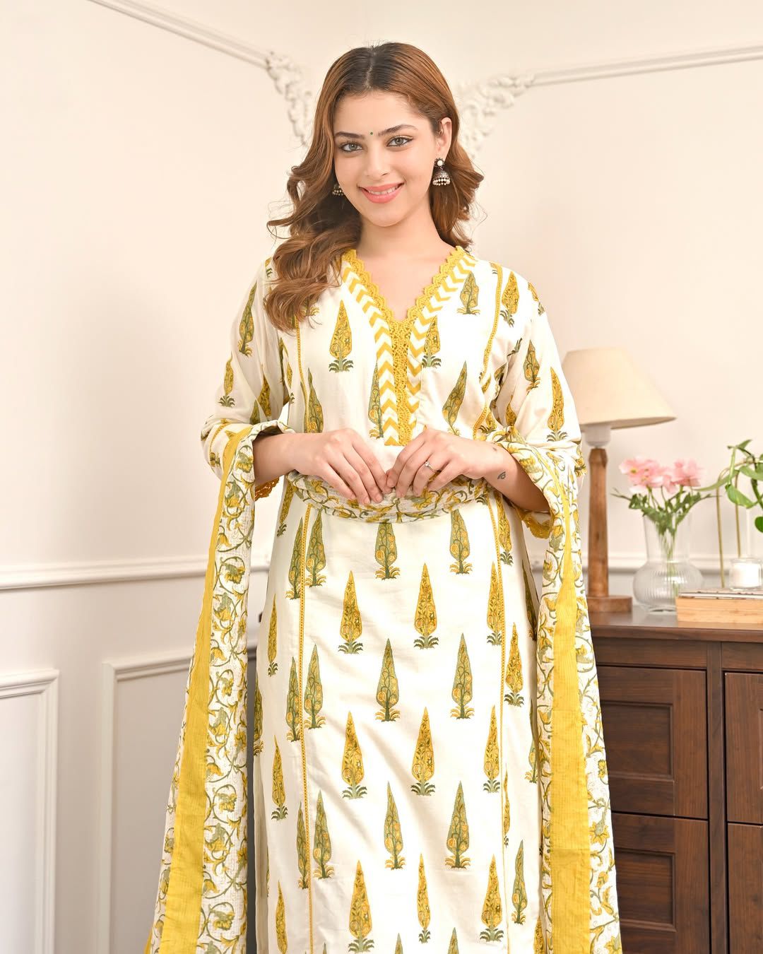 Mugal printed 3 piece suit set